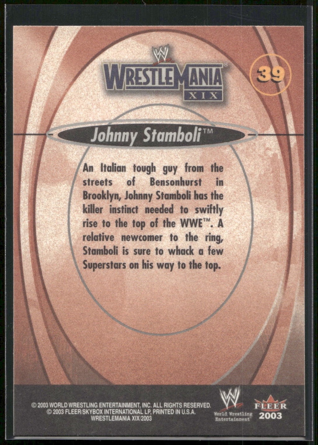 2003 Fleer WWE WrestleMania XIX #39 Johnny Stamboli