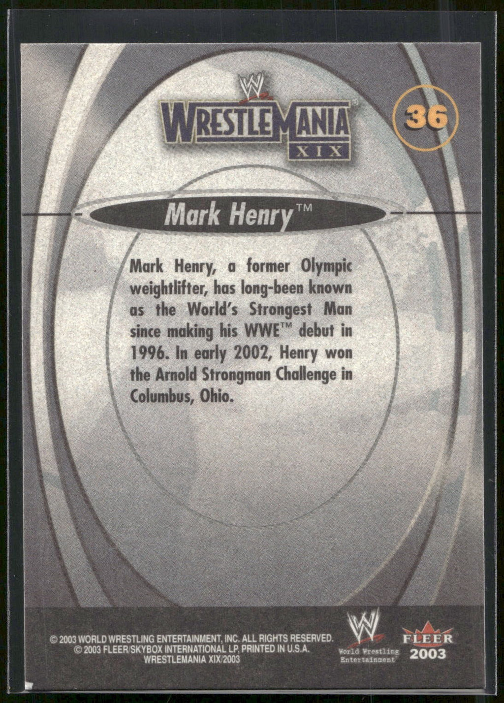 2003 Fleer WWE WrestleMania XIX #36 Mark Henry