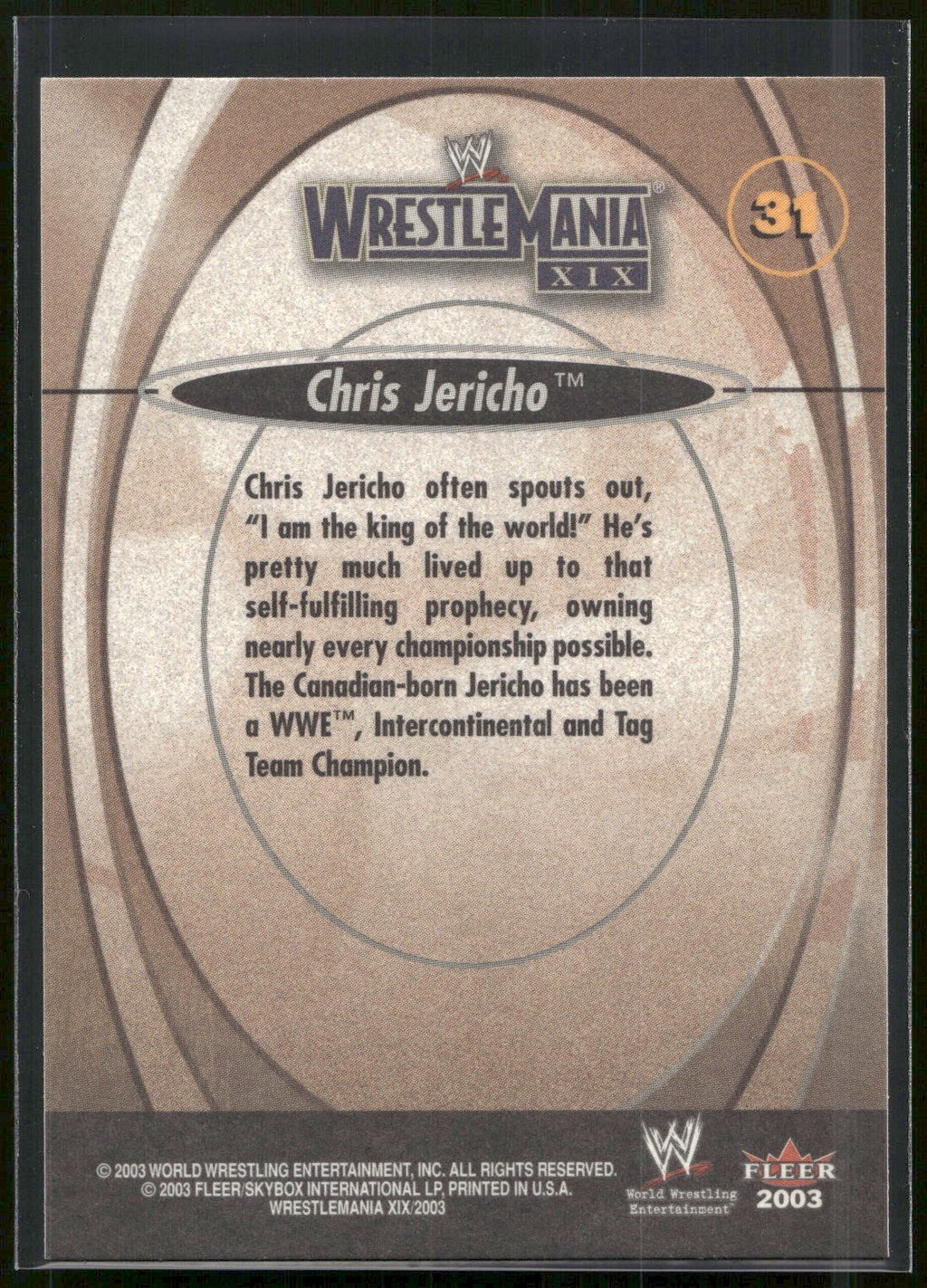 2003 Fleer WWE WrestleMania XIX #31 Chris Jericho