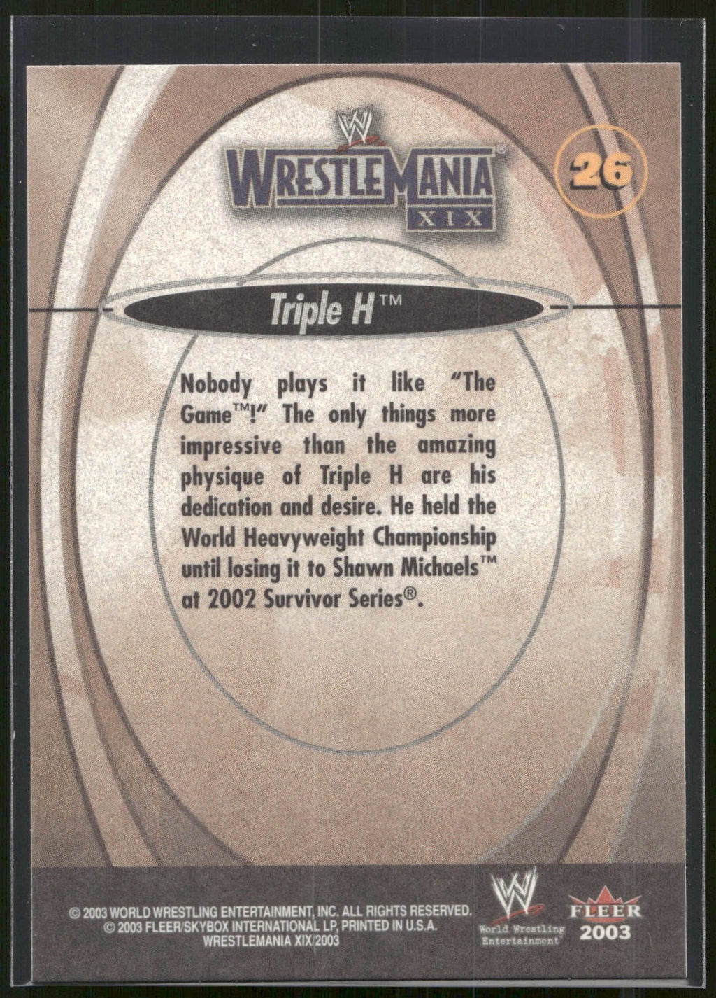 2003 Fleer WWE WrestleMania XIX #26 Triple H