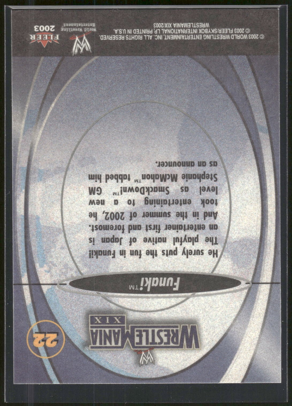 2003 Fleer WWE WrestleMania XIX #22 Funaki