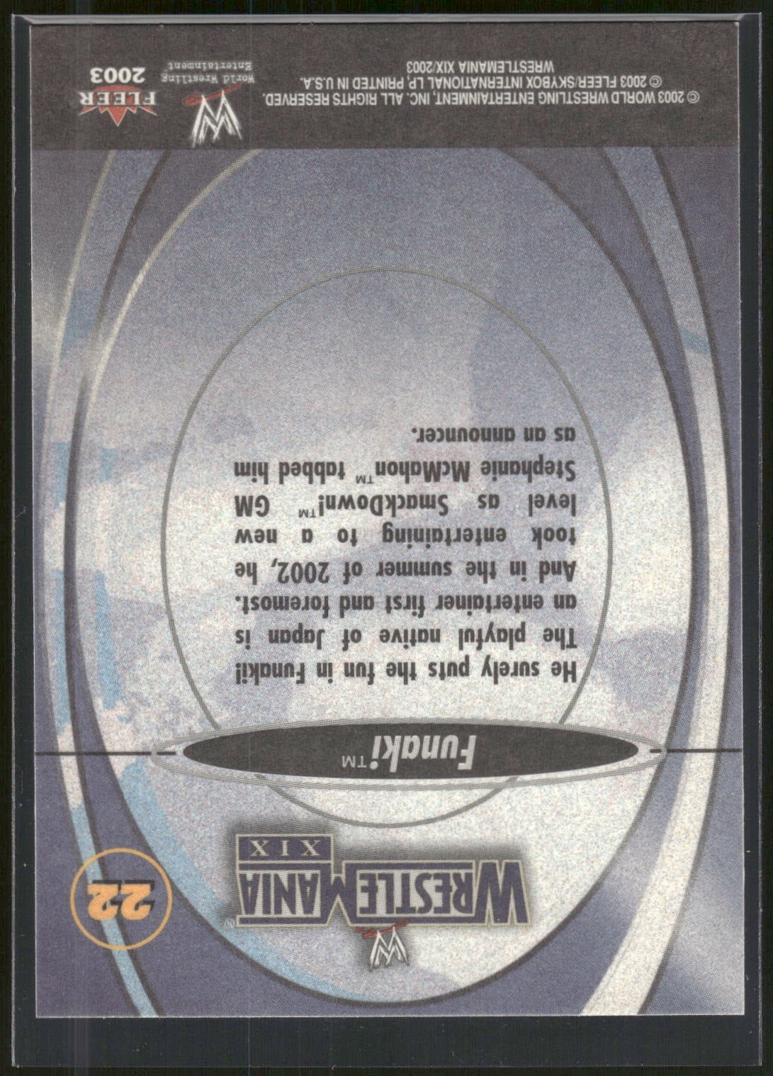 2003 Fleer WWE WrestleMania XIX #22 Funaki