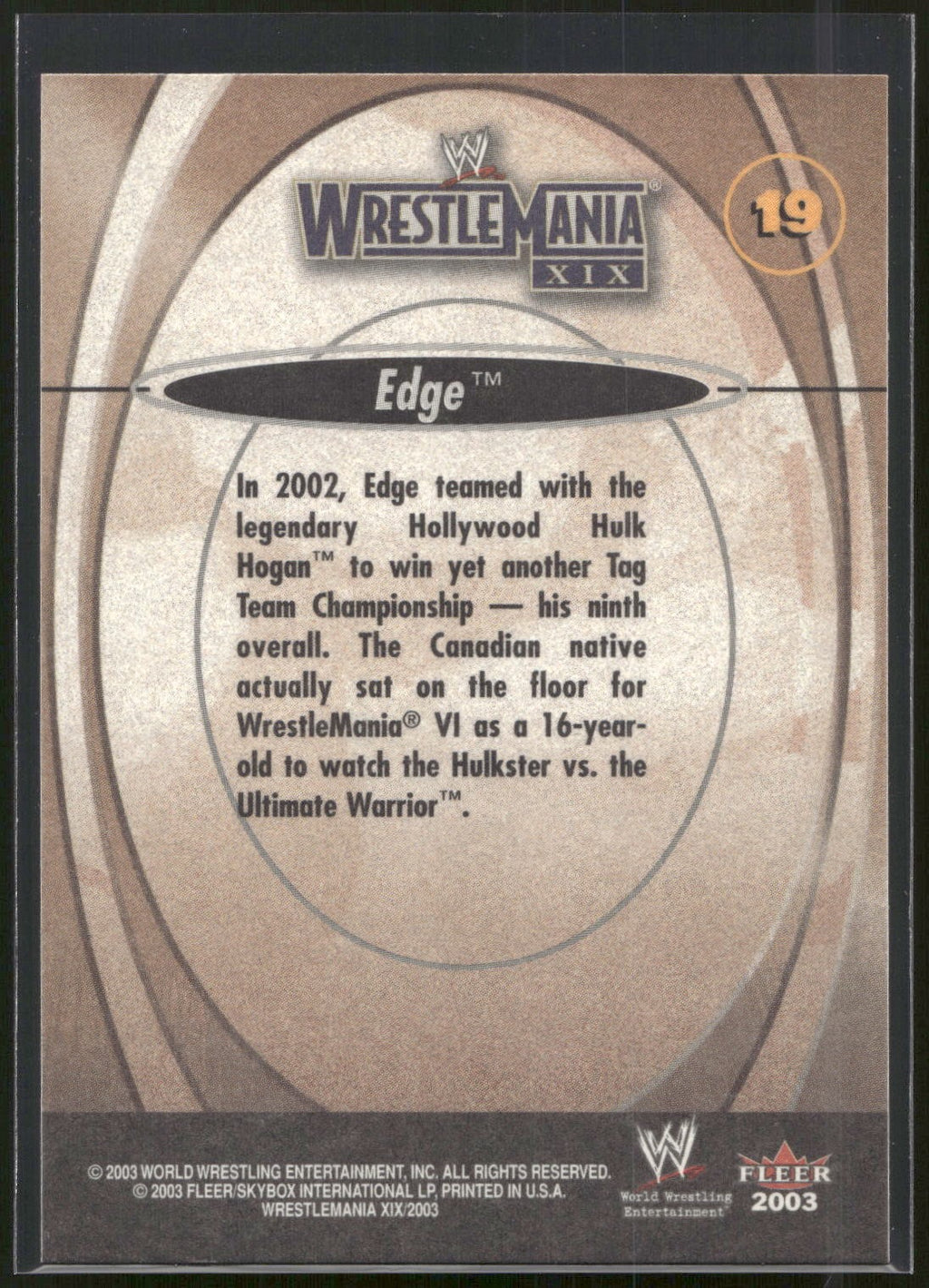 2003 Fleer WWE WrestleMania XIX #19 Edge