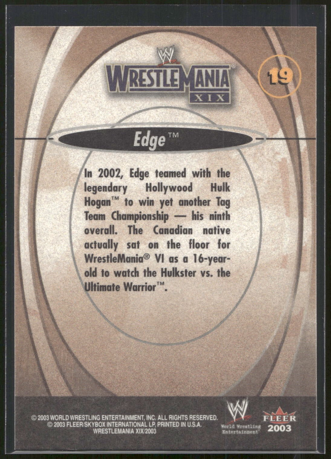 2003 Fleer WWE WrestleMania XIX #19 Edge