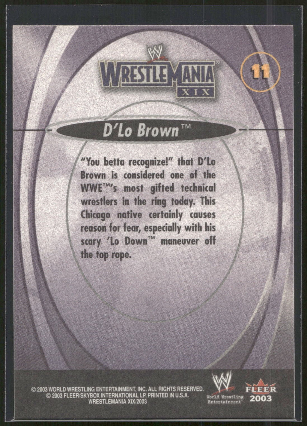2003 Fleer WWE WrestleMania XIX #11 D'Lo Brown