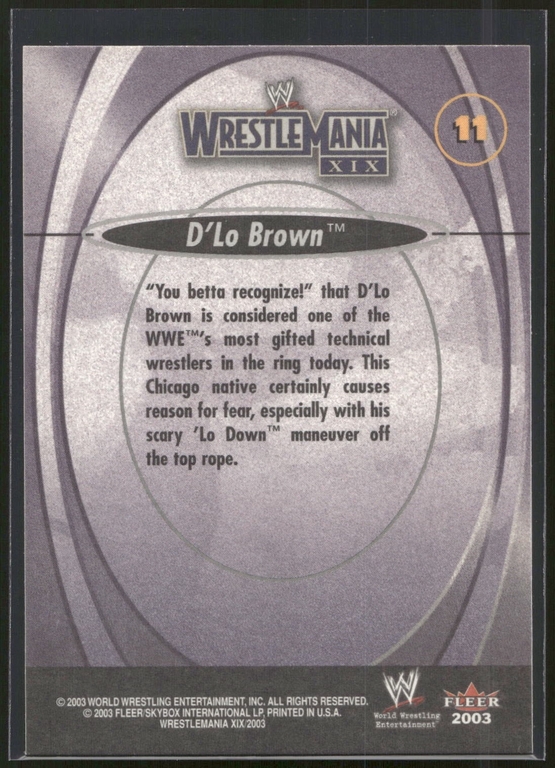 2003 Fleer WWE WrestleMania XIX #11 D'Lo Brown