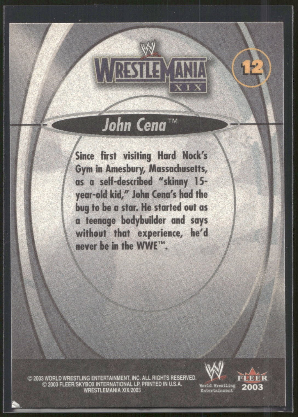 2003 Fleer WWE WrestleMania XIX #12 John Cena