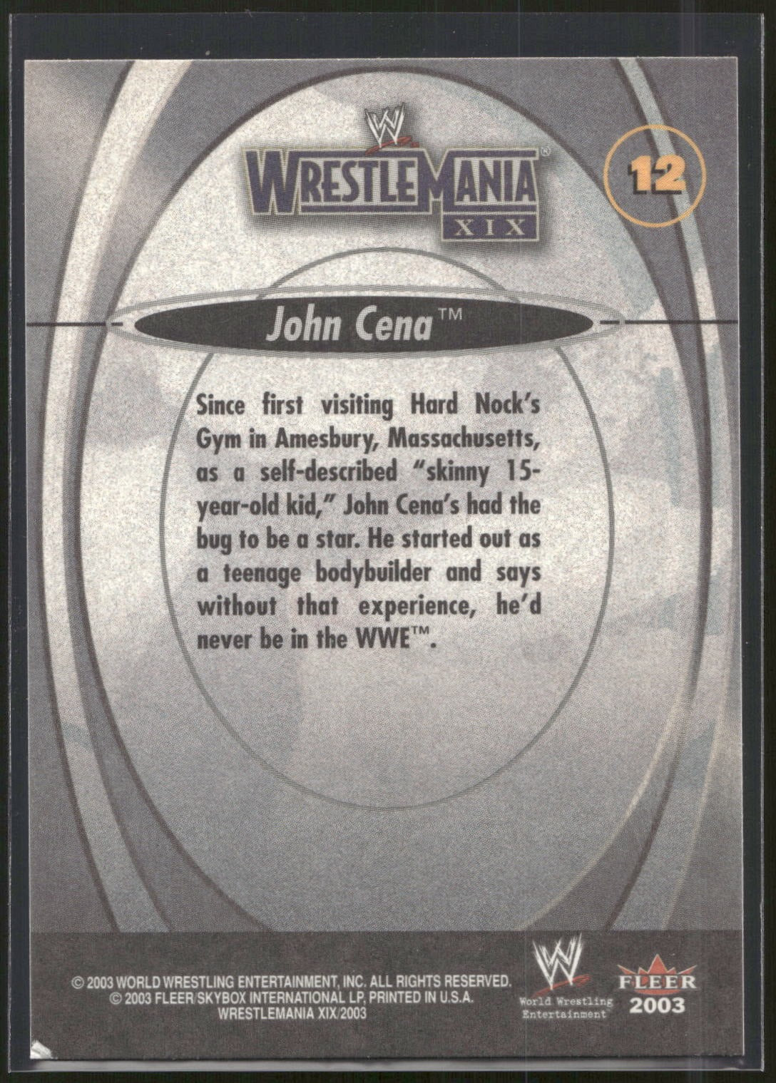 2003 Fleer WWE WrestleMania XIX #12 John Cena