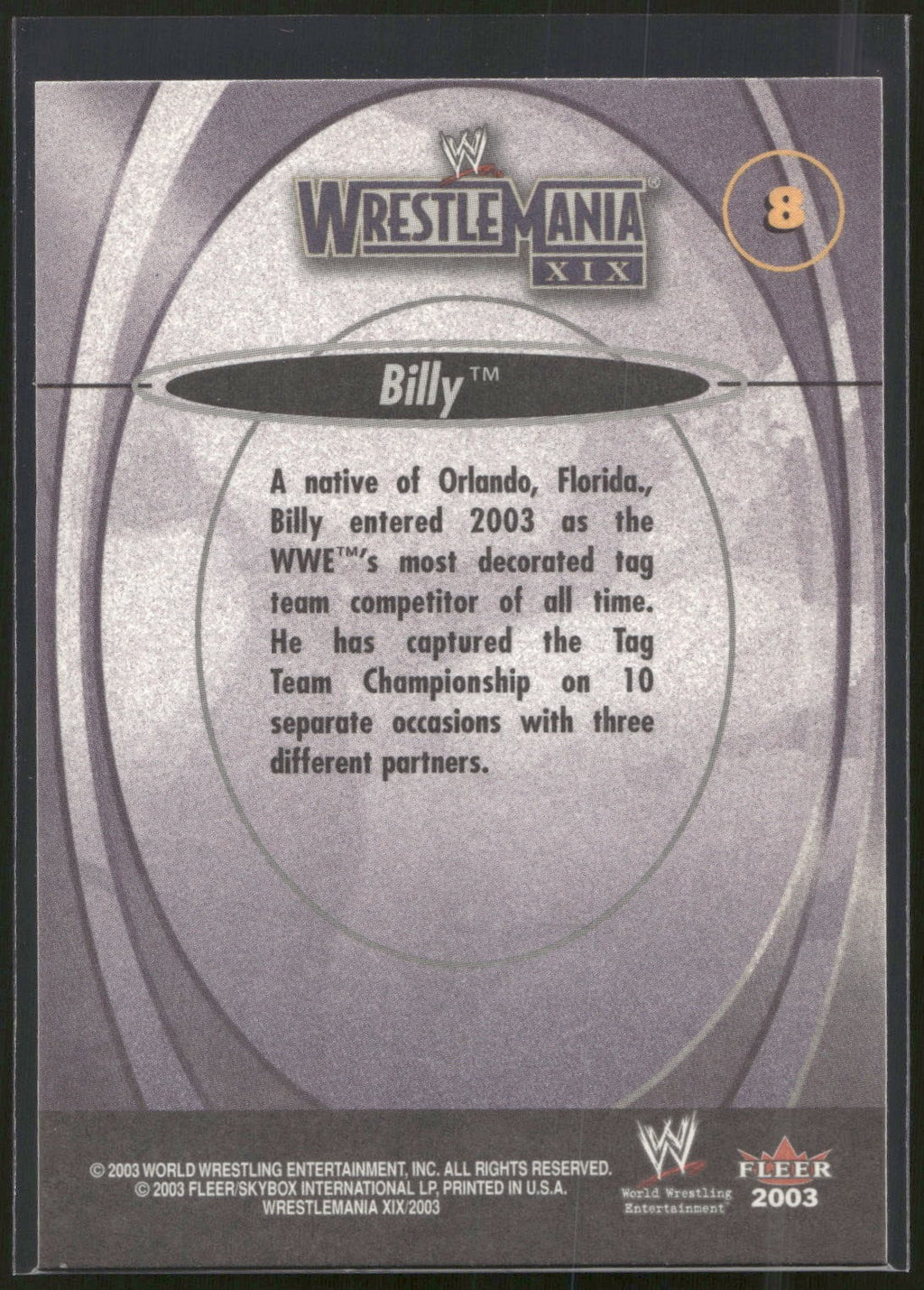 2003 Fleer WWE WrestleMania XIX #8 Billy Gunn