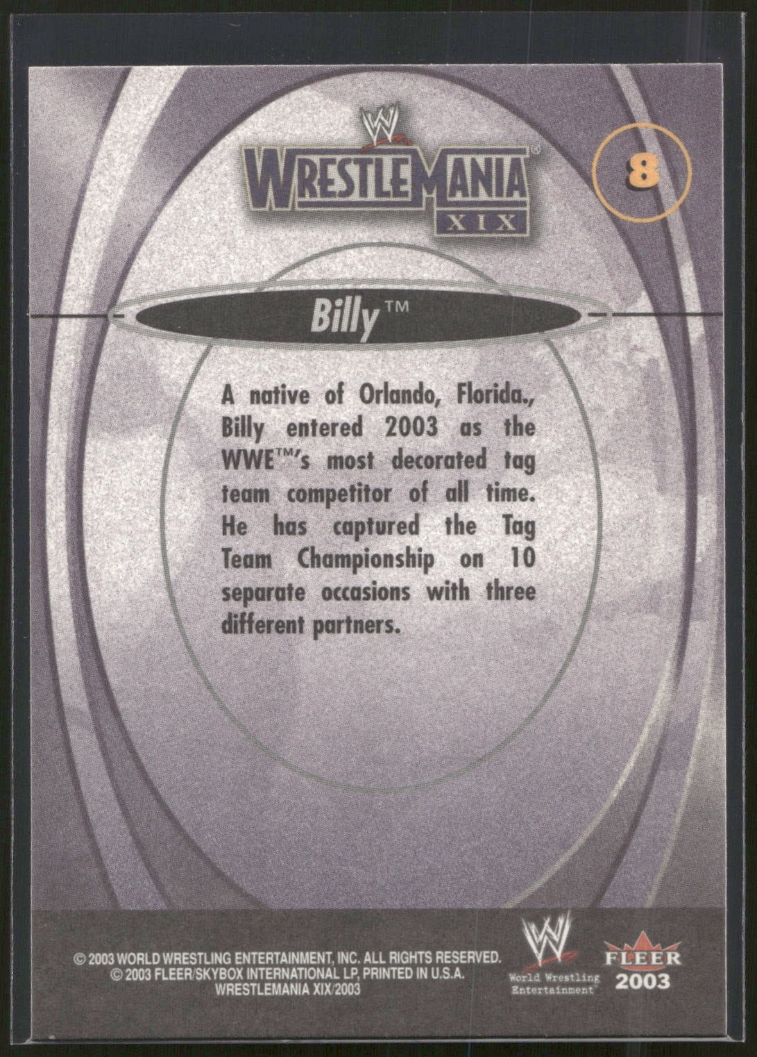 2003 Fleer WWE WrestleMania XIX #8 Billy Gunn