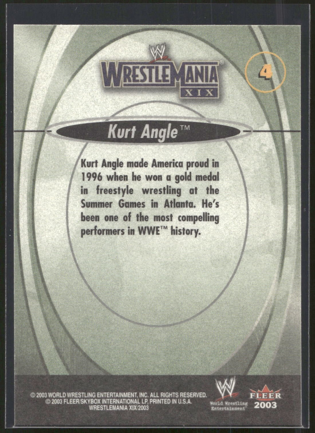 2003 Fleer WWE WrestleMania XIX #4 Kurt Angle