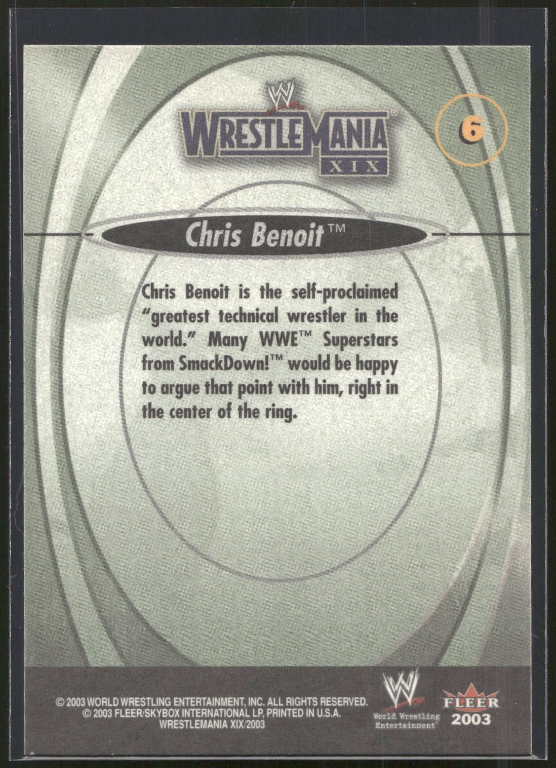 2003 Fleer WWE WrestleMania XIX #6 Chris Benoit