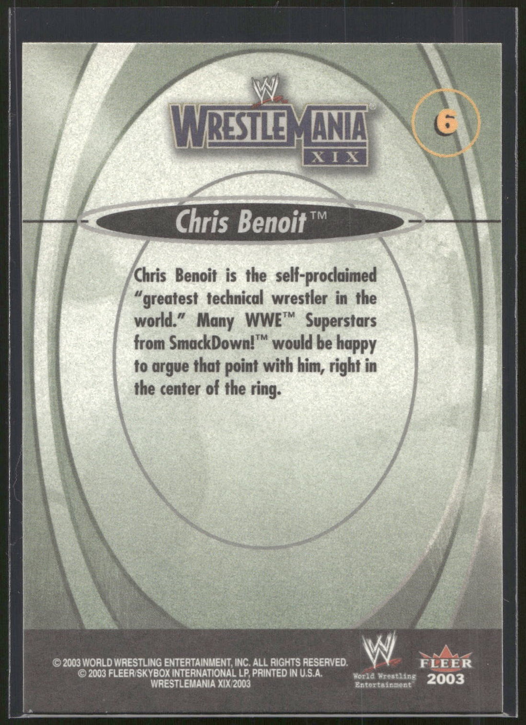 2003 Fleer WWE WrestleMania XIX #6 Chris Benoit