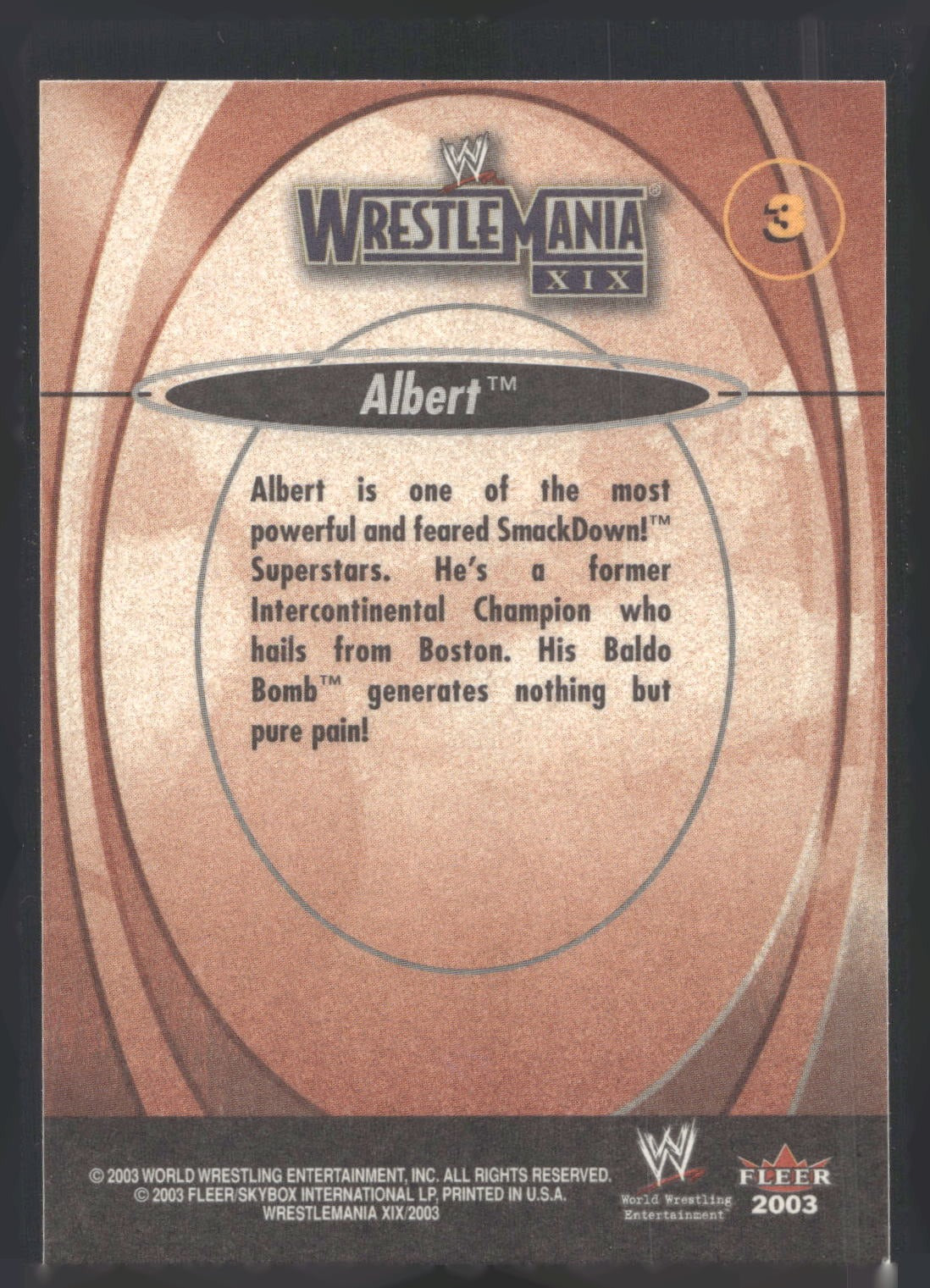2003 Fleer WWE WrestleMania XIX #3 Albert