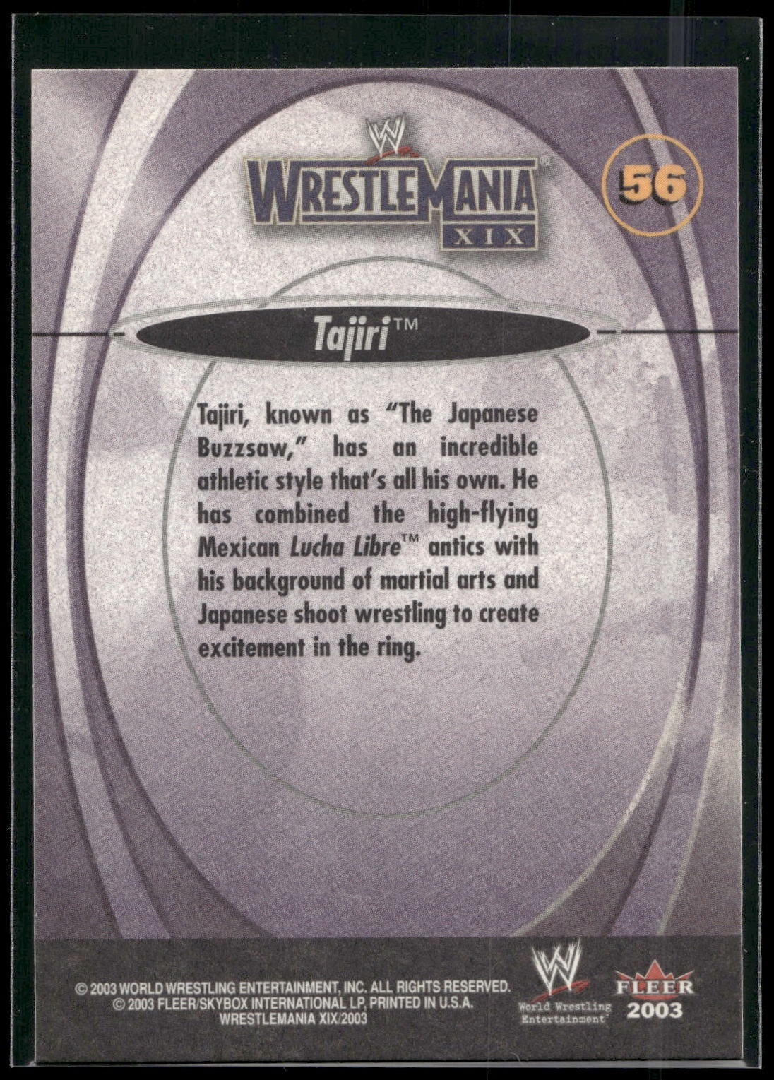 2003 Fleer WWE WrestleMania XIX #56 Tajiri