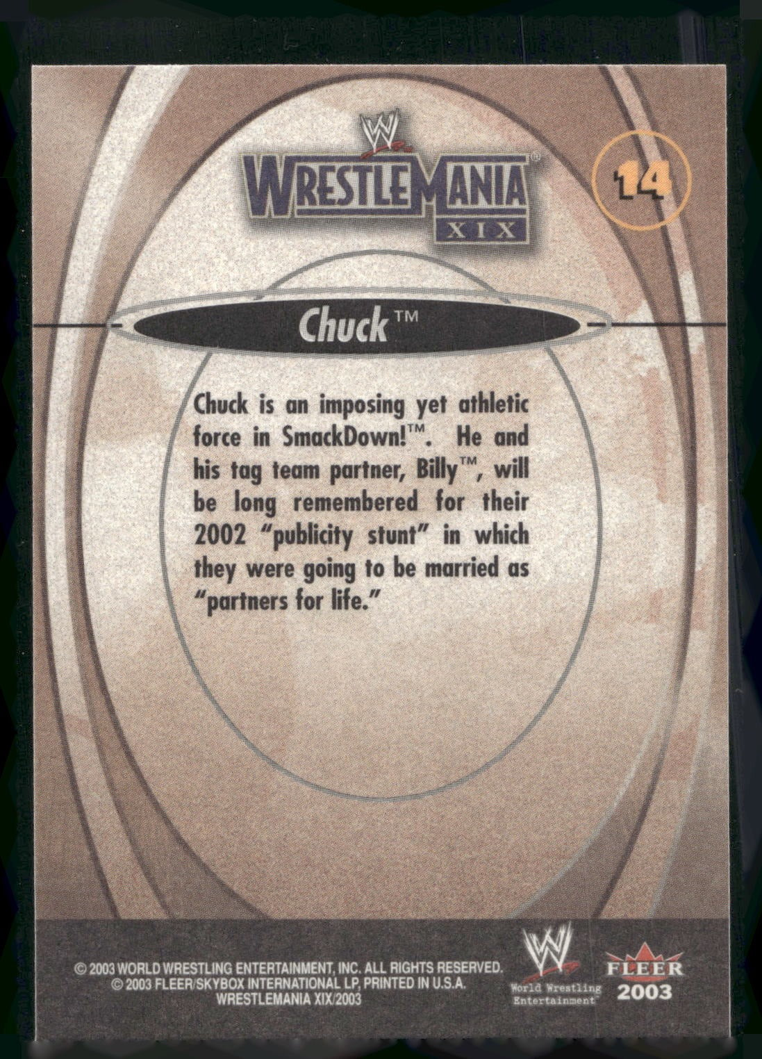 2003 Fleer WWE WrestleMania XIX #14 Chuck Palumbo