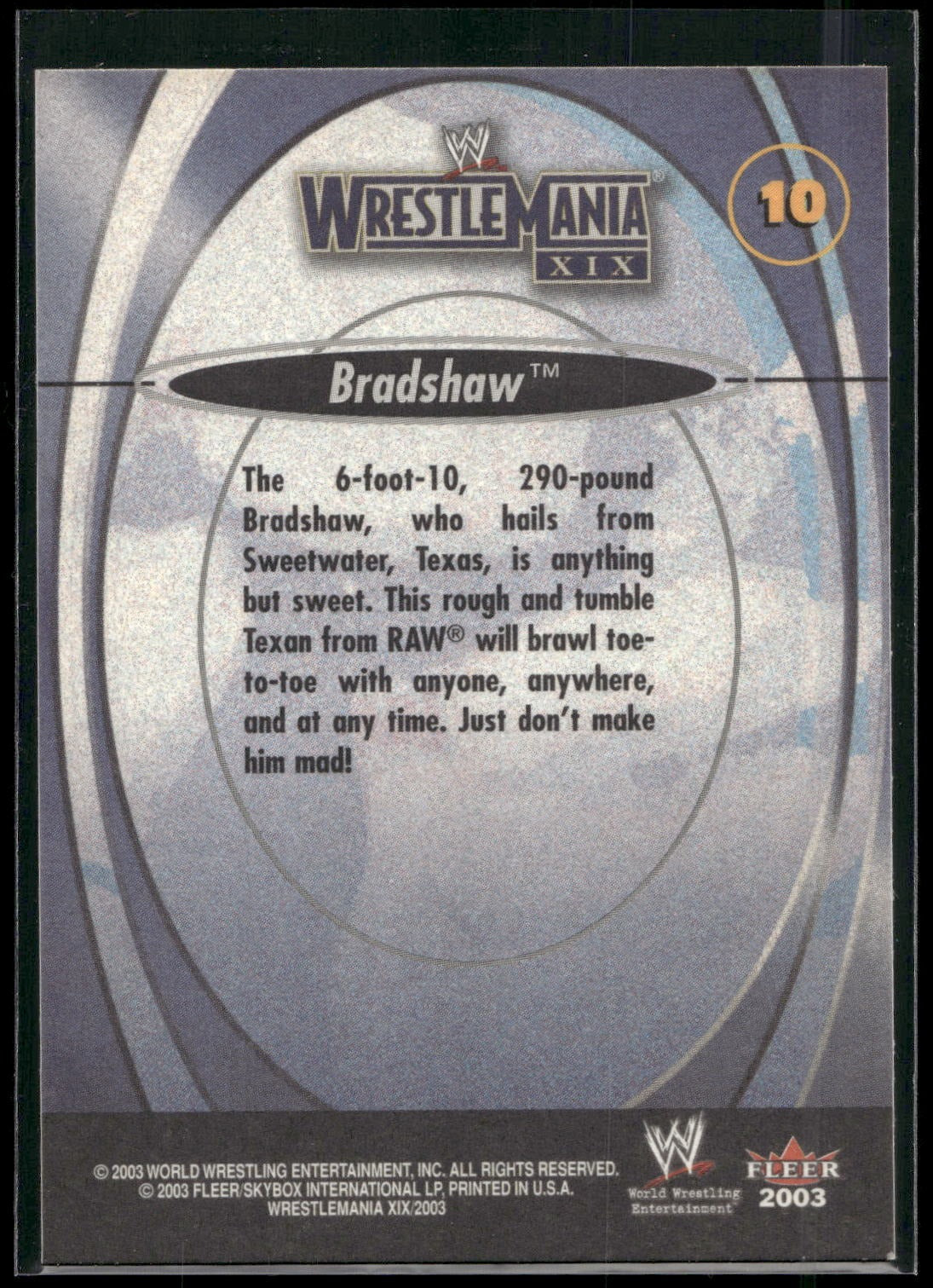 2003 Fleer WWE WrestleMania XIX #10 Bradshaw
