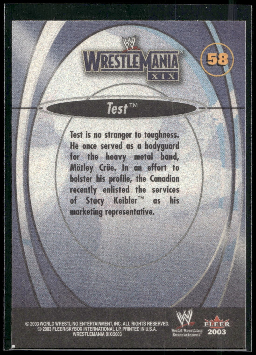 2003 Fleer WWE WrestleMania XIX #58 Test