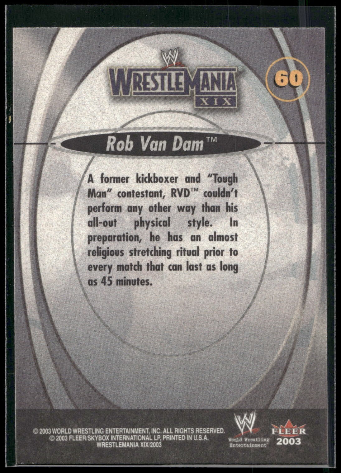 2003 Fleer WWE WrestleMania XIX #60 Rob Van Dam