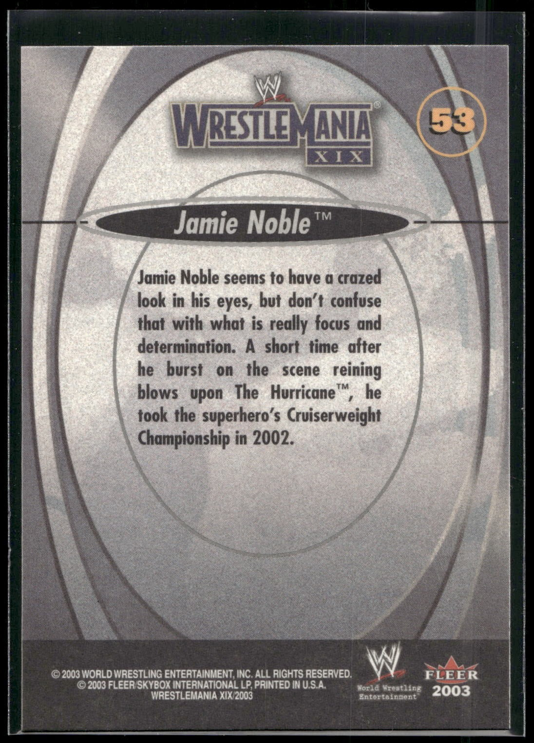 2003 Fleer WWE WrestleMania XIX #53 Jamie Noble