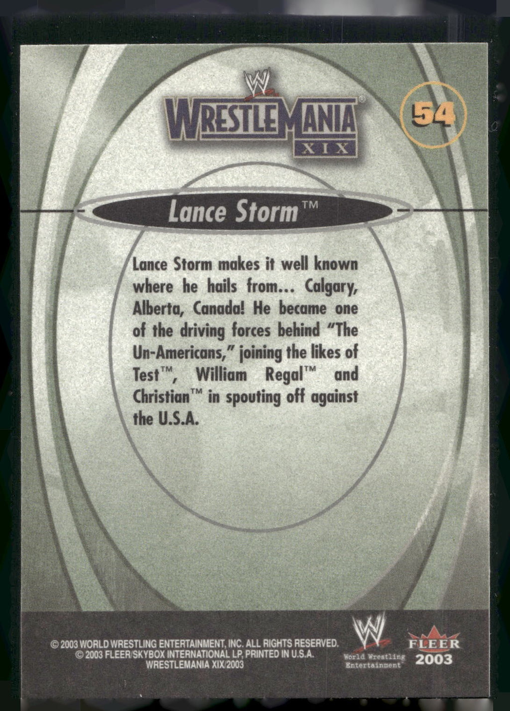 2003 Fleer WWE WrestleMania XIX #54 Lance Storm