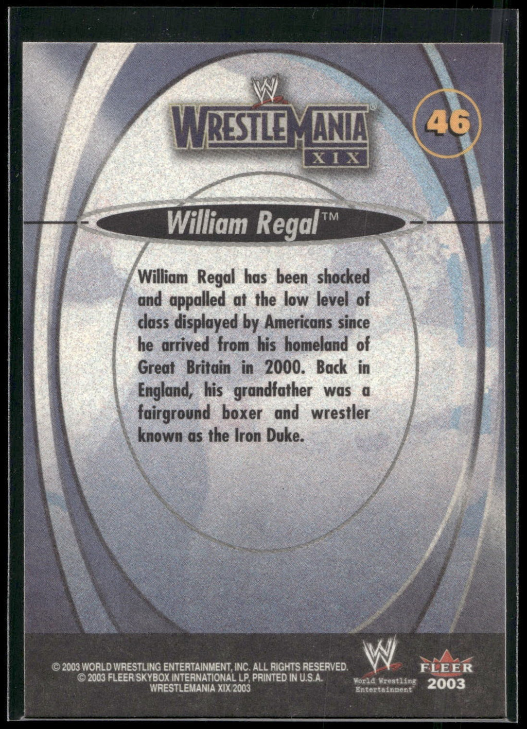 2003 Fleer WWE WrestleMania XIX #46 William Regal