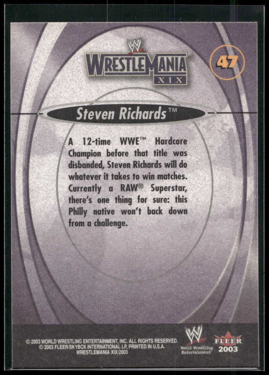2003 Fleer WWE WrestleMania XIX #47 Steven Richards