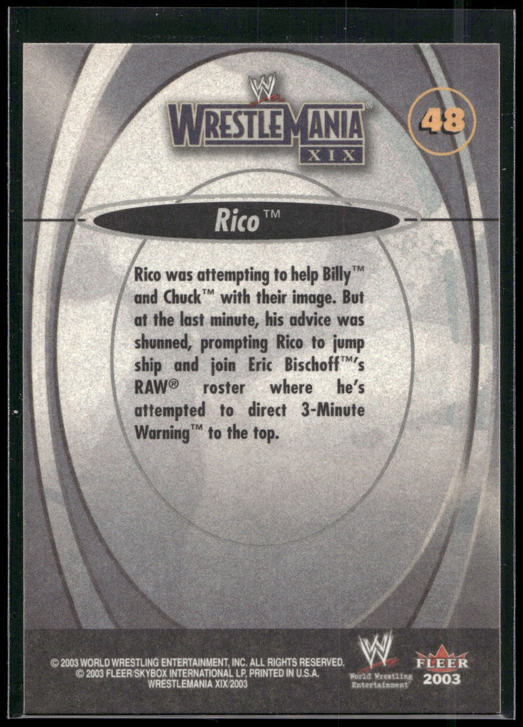 2003 Fleer WWE WrestleMania XIX #48 Rico