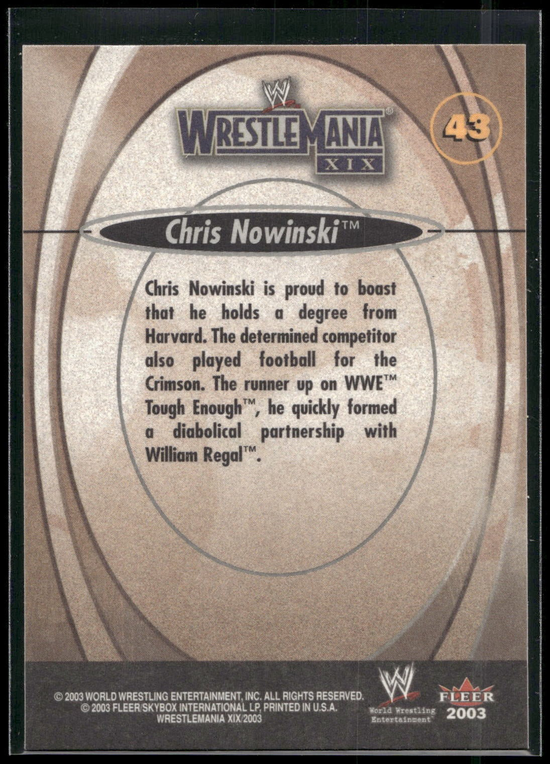 2003 Fleer WWE WrestleMania XIX #43 Chris Nowinski