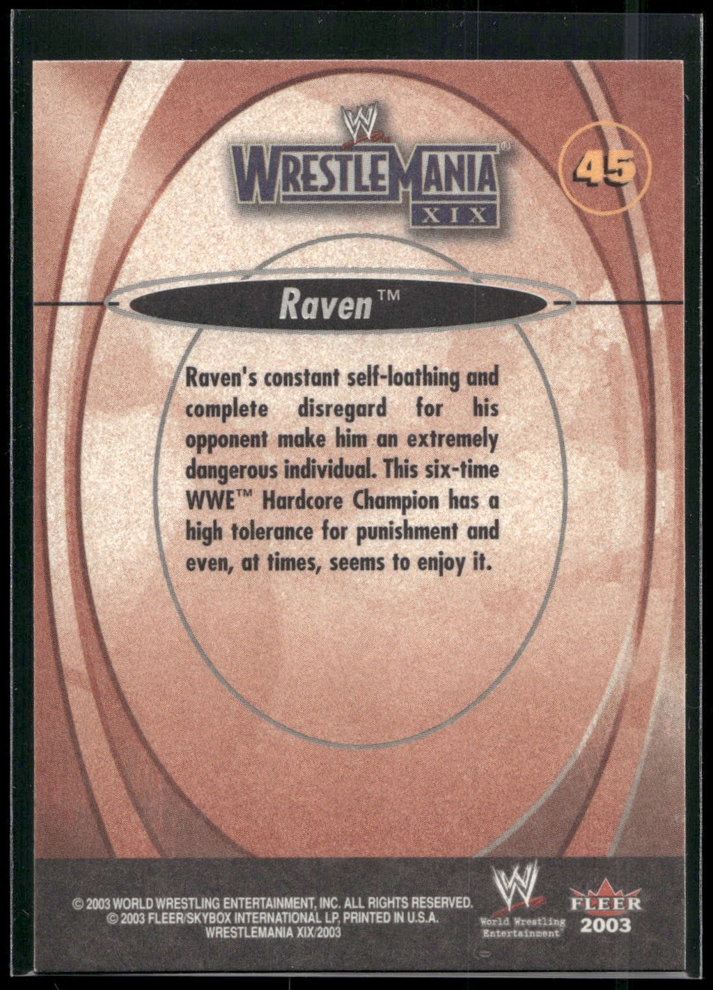 2003 Fleer WWE WrestleMania XIX #45 Raven