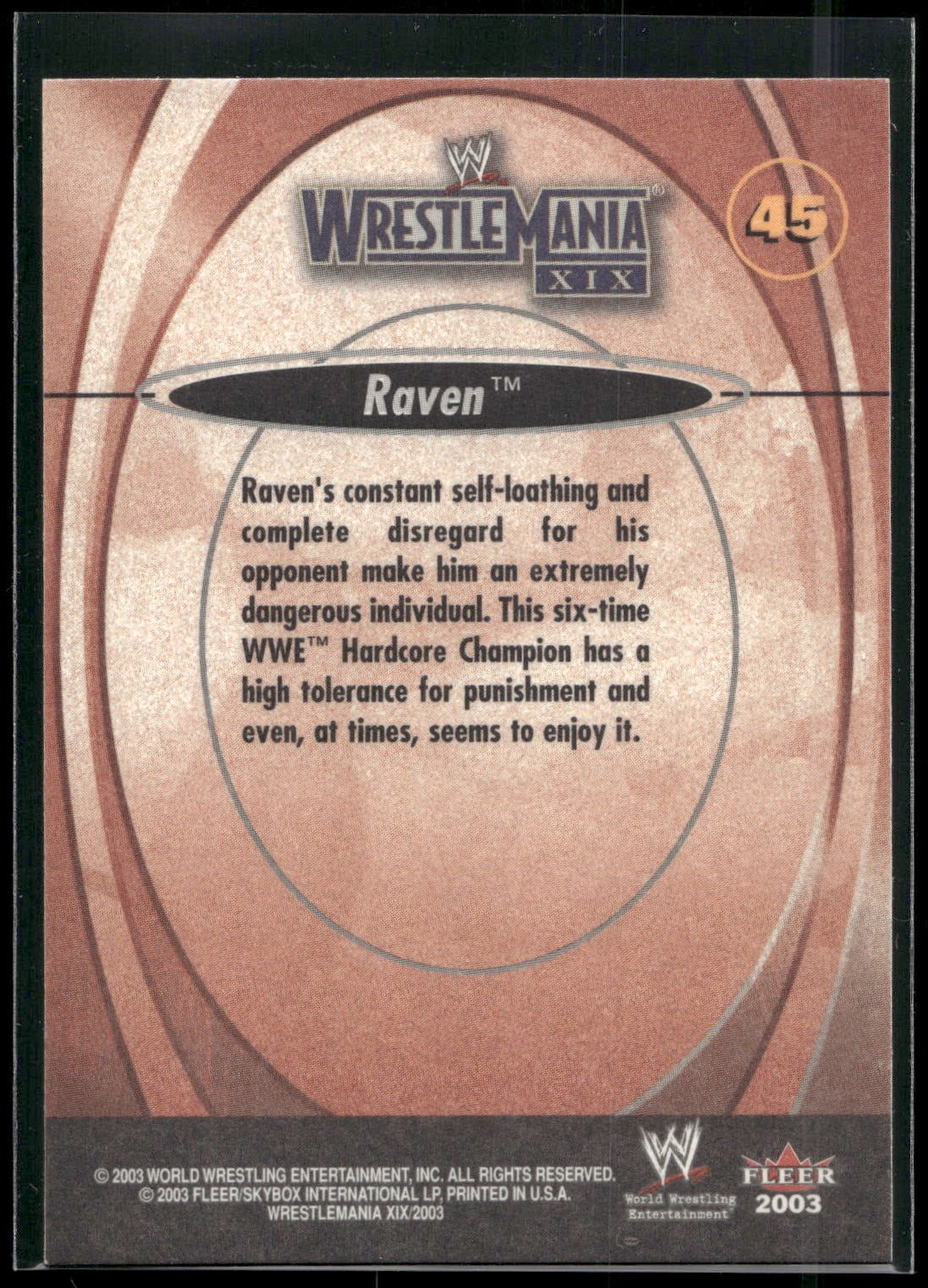 2003 Fleer WWE WrestleMania XIX #45 Raven