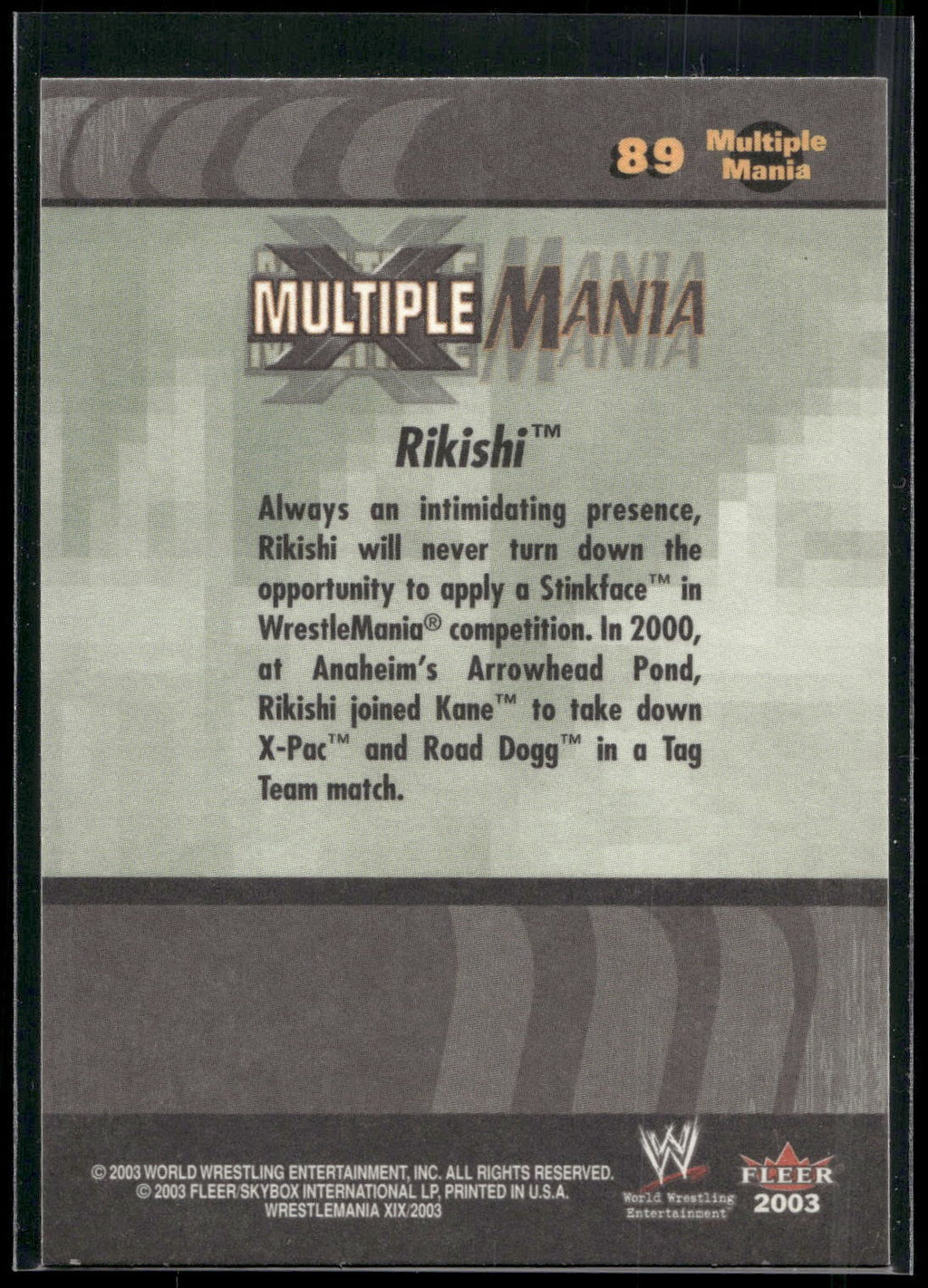 2003 Fleer WWE WrestleMania XIX #89 Rikishi