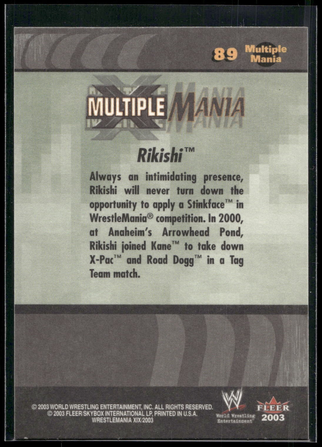 2003 Fleer WWE WrestleMania XIX #89 Rikishi