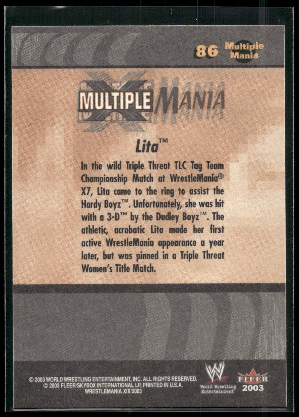 2003 Fleer WWE WrestleMania XIX #86 Lita
