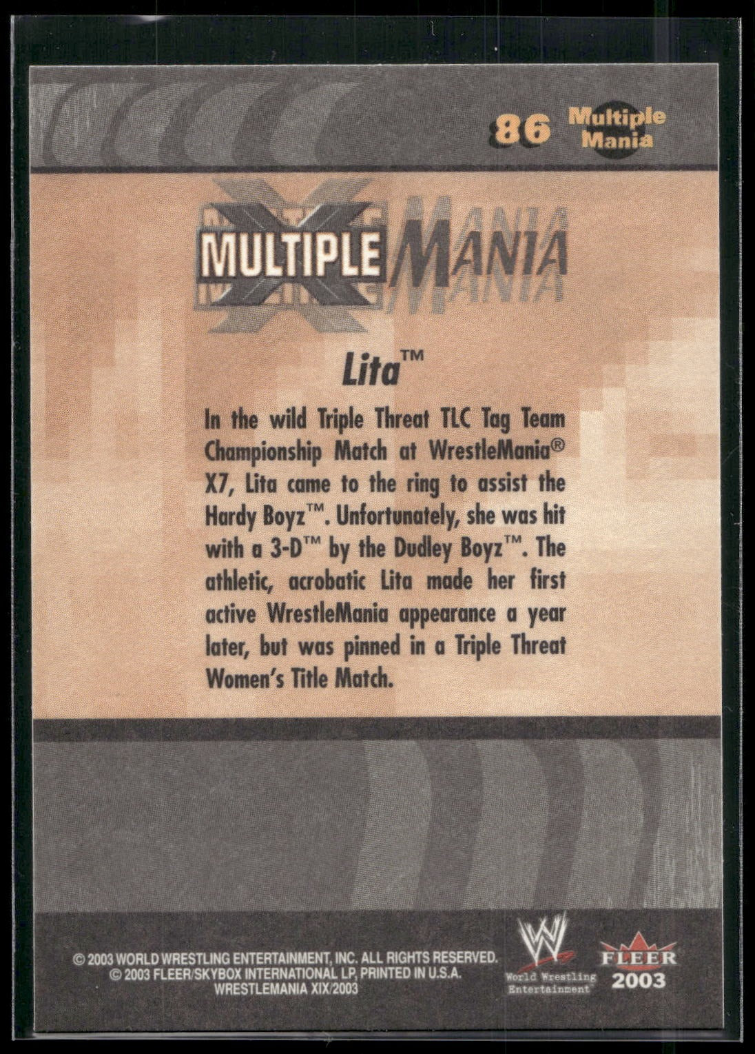 2003 Fleer WWE WrestleMania XIX #86 Lita