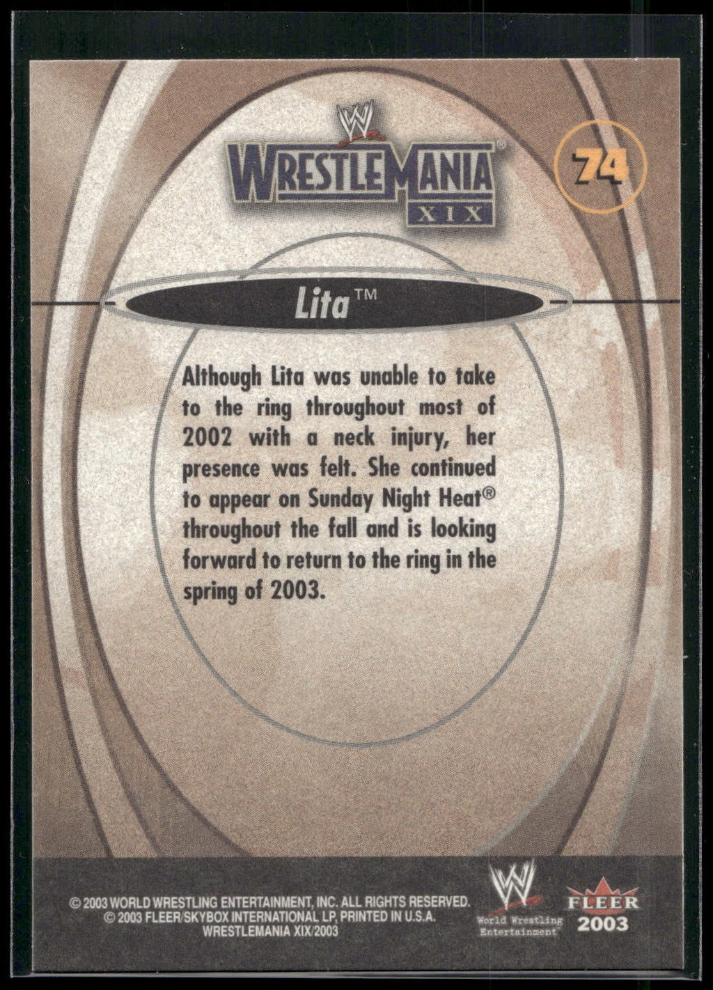 2003 Fleer WWE WrestleMania XIX #74 Lita