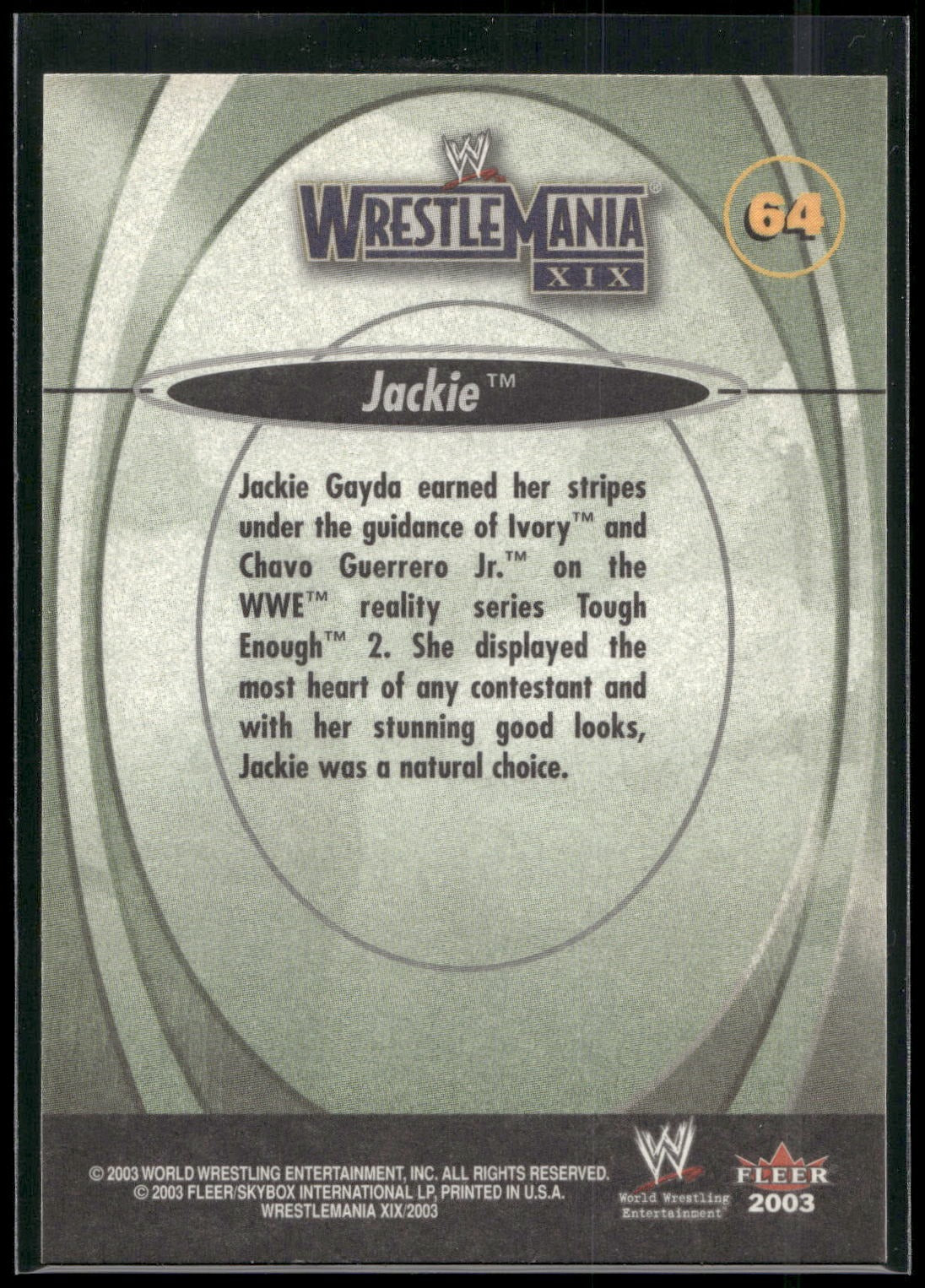2003 Fleer WWE WrestleMania XIX #64 Jackie