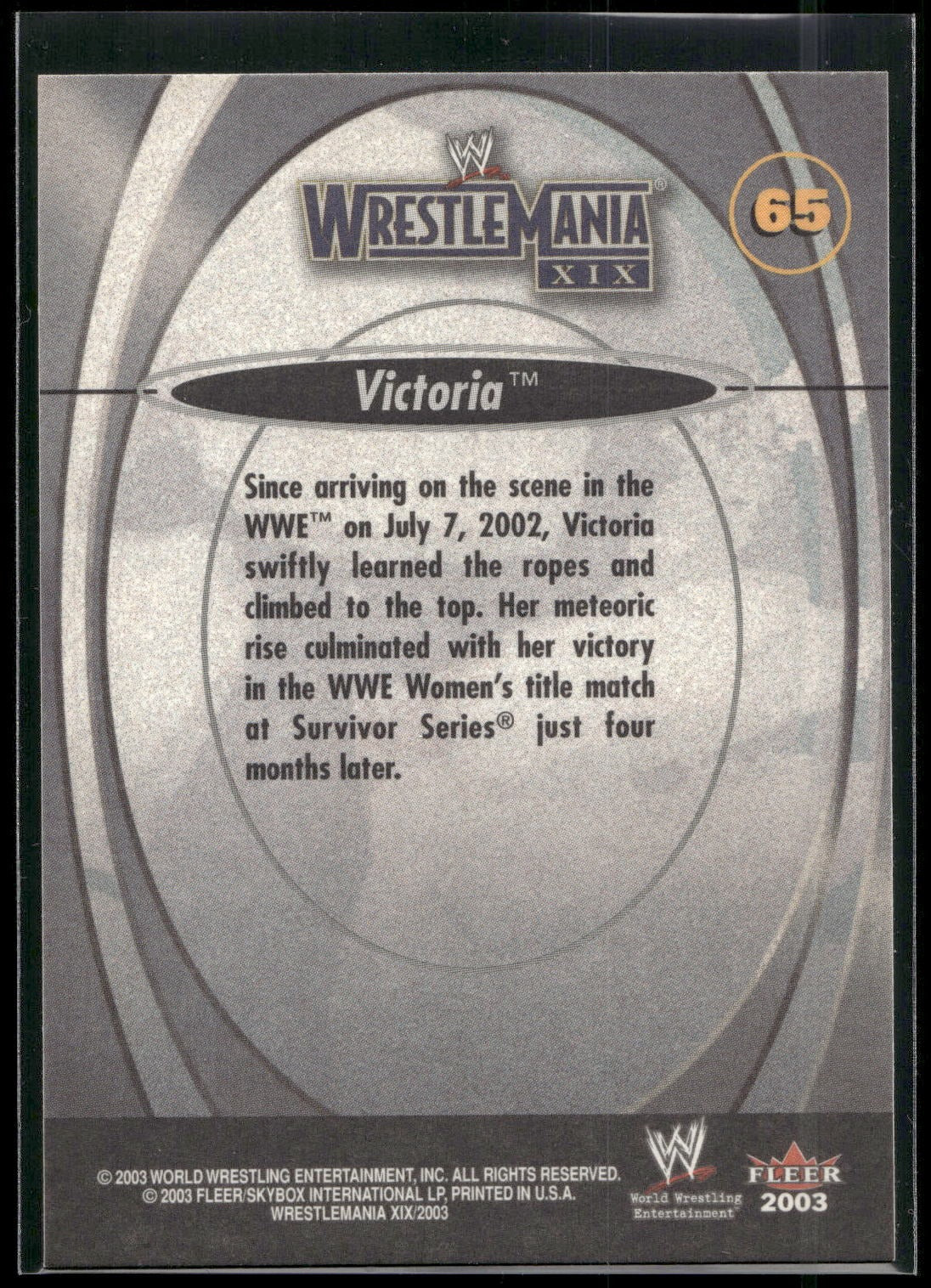 2003 Fleer WWE WrestleMania XIX #65 Victoria