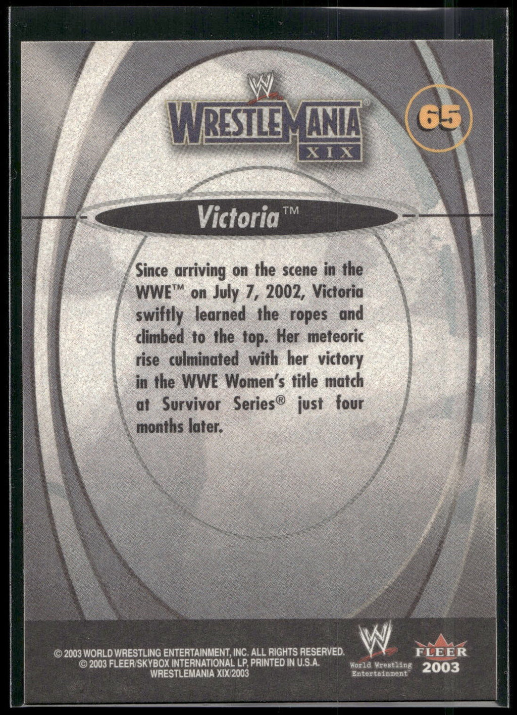 2003 Fleer WWE WrestleMania XIX #65 Victoria