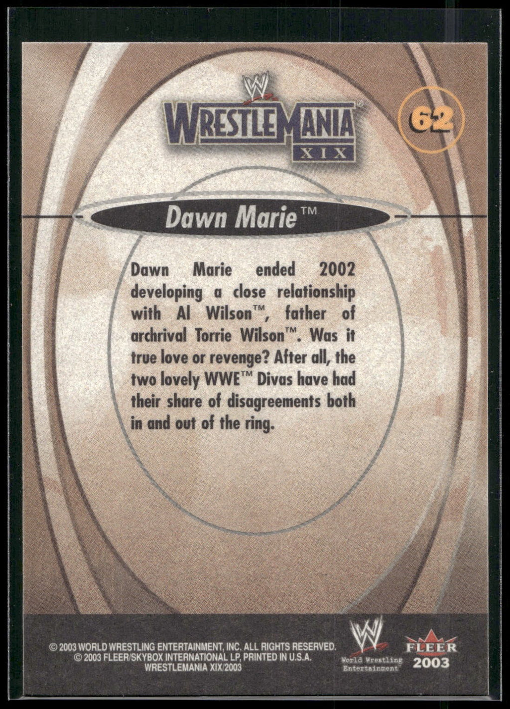 2003 Fleer WWE WrestleMania XIX #62 Dawn Marie