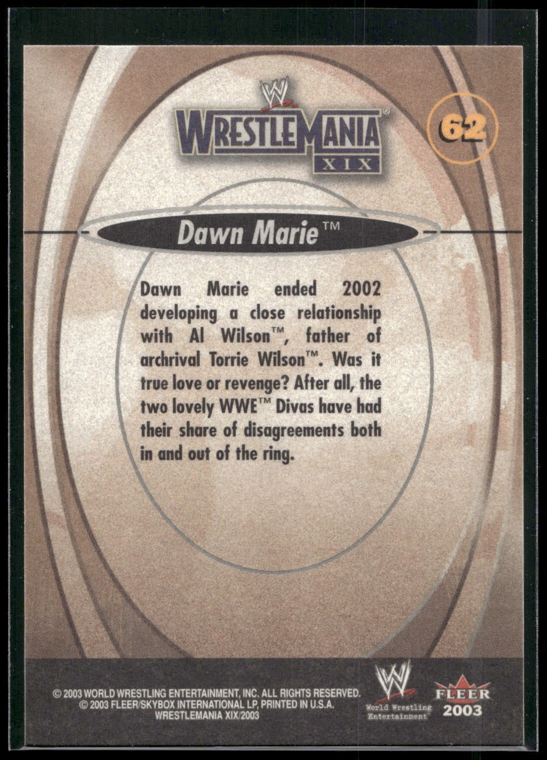 2003 Fleer WWE WrestleMania XIX #62 Dawn Marie