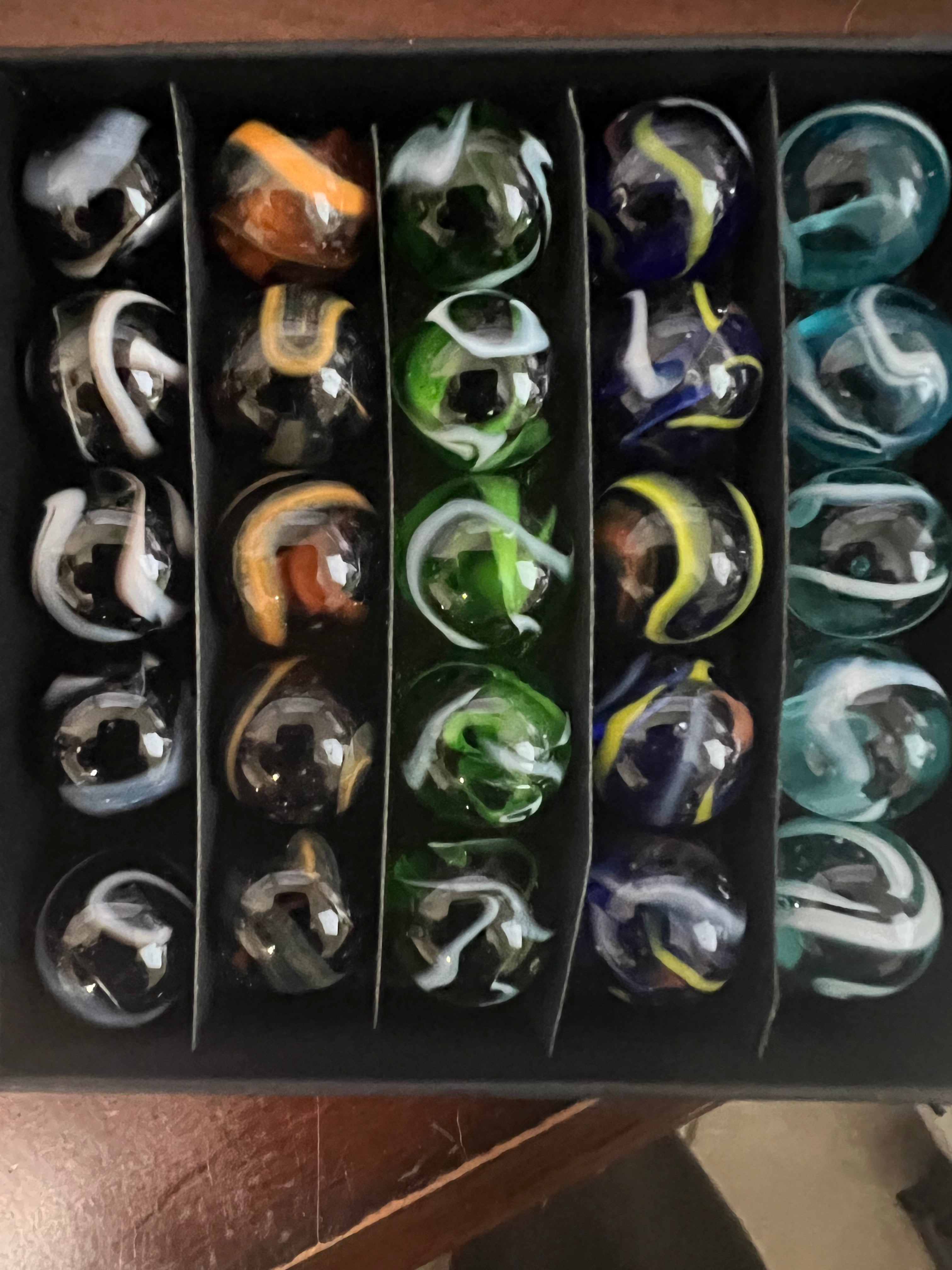 Vintage West Virginia Swirl Marbles UV Reactive Uranium Cadmium 25 Pc Collection