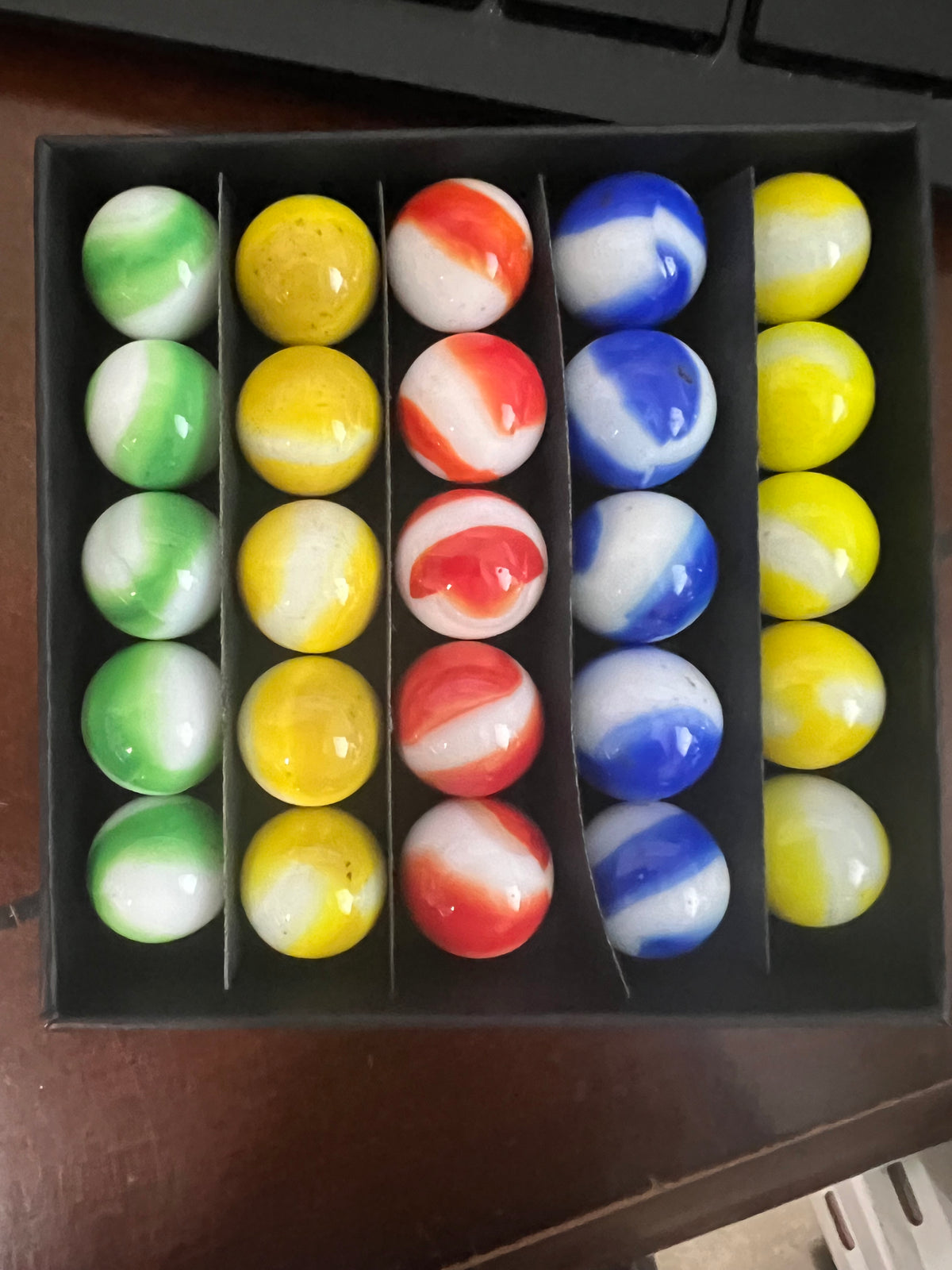 Vintage West Virginia Vitro Agate Mixed Swirl Marbles UV Glow Lot of 25
