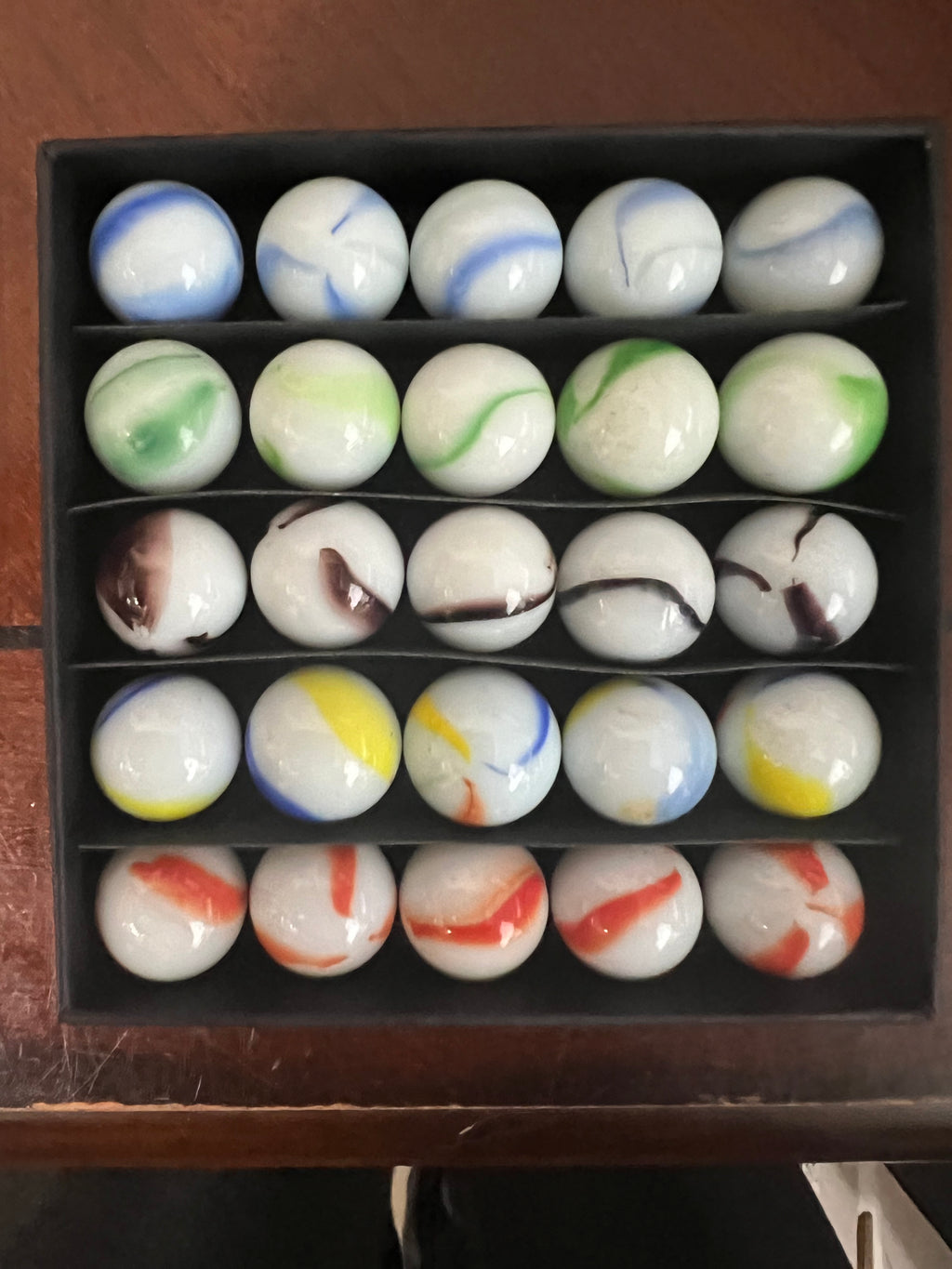 Vintage West Virginia Swirl Marbles Mixed Partial UV Glow Lot 25 Ct