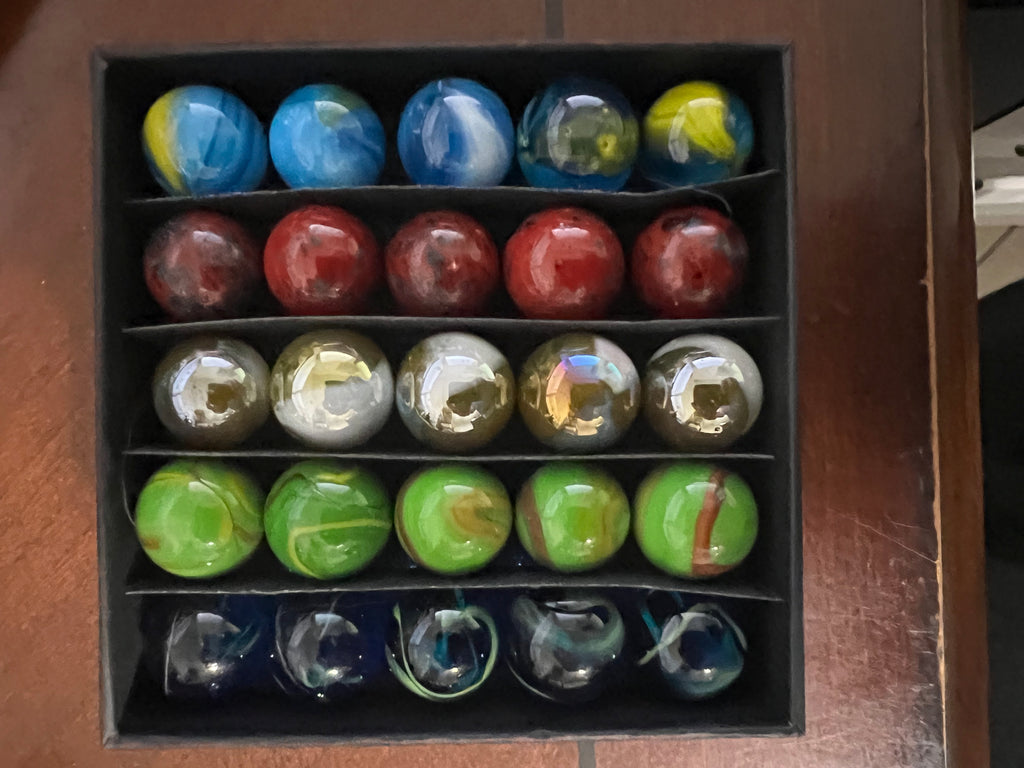 Vintage Glass Marble Lot 25 Count Swirl UV Cadmium Reactive Swirls Slags #MB7