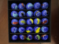 Vintage Glass Marble Lot 25 Count Blue Swirl UV Cadmium Reactive Slags #MB9