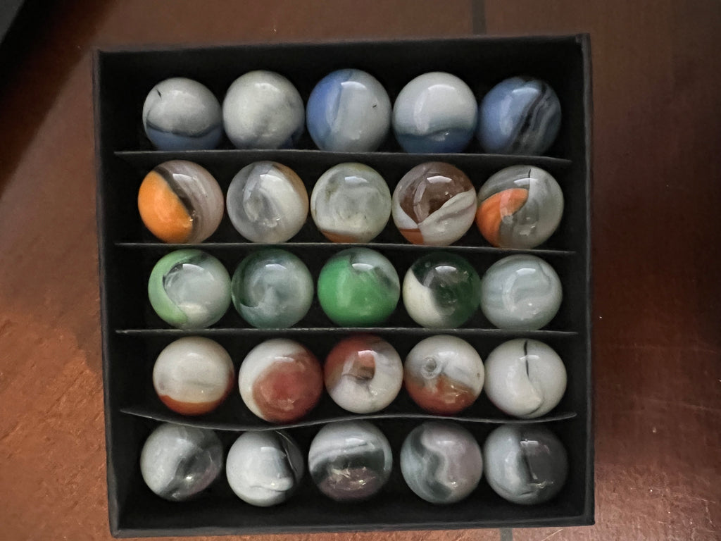 Vintage Glass Marble Lot 25 Count Slag Swirl UV Uranium Vaseline Patch #MB12