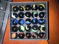 Vintage Black Opaque Glass Marble Lot 25ct Ribbon Swirl UV Cadmium Slag #MB15