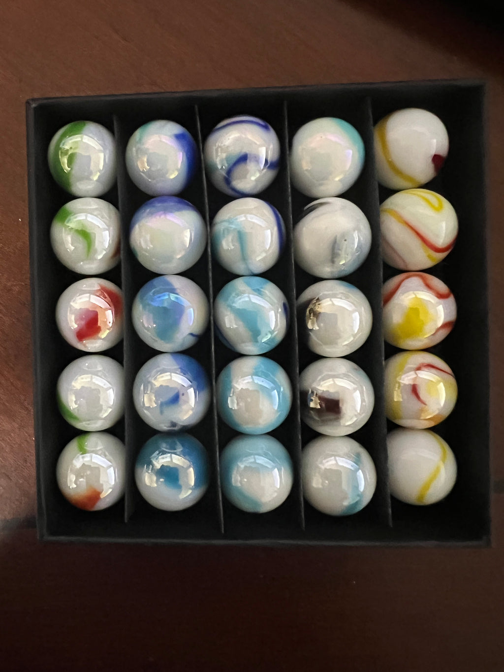 Vintage Glass Marble Lot 25 Count Swirl UV Cadmium Vaseline Slag Runs #MB17