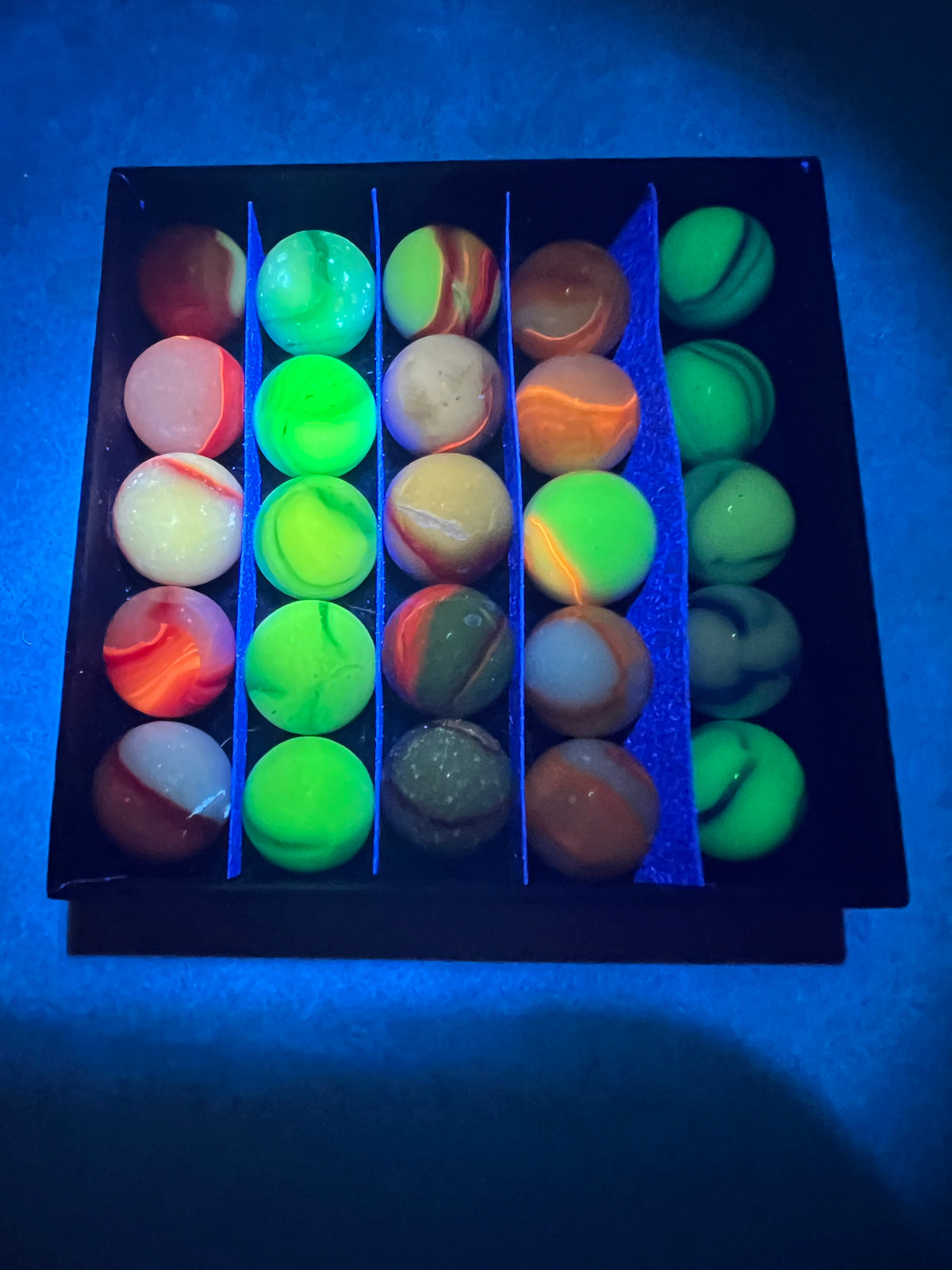 Vintage Glass Marble Lot 25ct Swirl Patch UV Uranium Vaseline Cadmium Slag #MB19